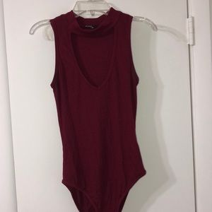 Love Culture maroon ribbed bodysuit